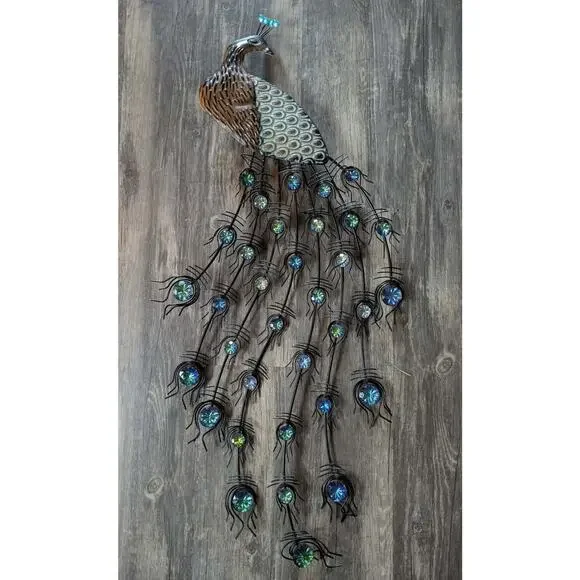 Large Hobby Lobby Art Copper Colored Metal Peacock Bird Wall Art Decor 33.5